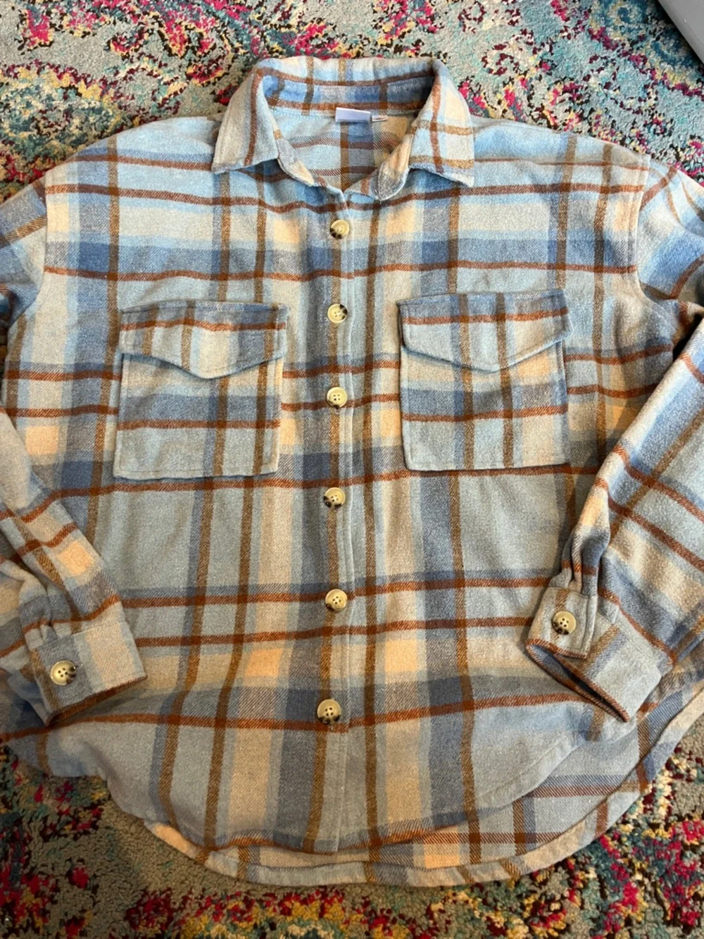 Ford Light Blue and Brown Plaid Flannel - Picture 1 of 3